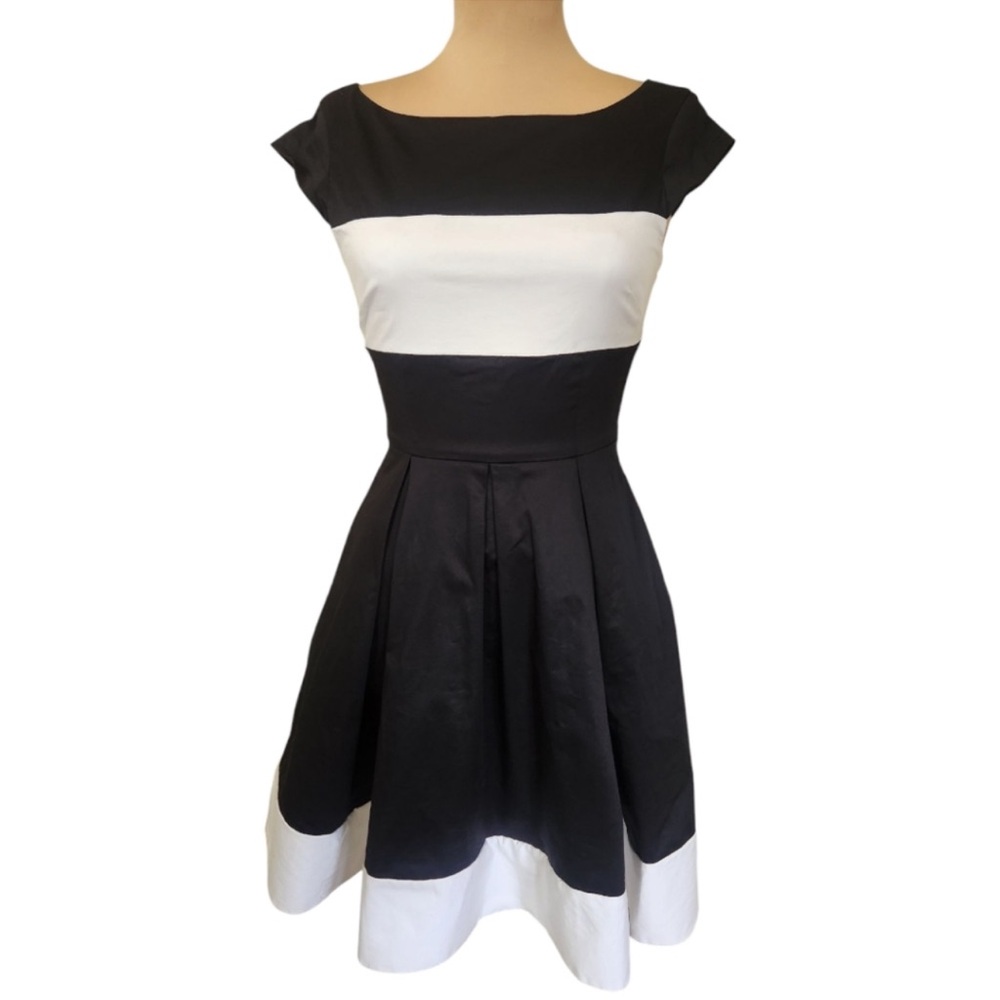 KATE SPADE "Adette" Fit & Flare Colorblock Cap Sleeve Dress - Size 4